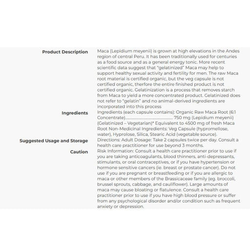 Protocol For Life Balance Ortho Maca Nutrition Panel, 750mg, 90 VCaps - SupplementSource.ca