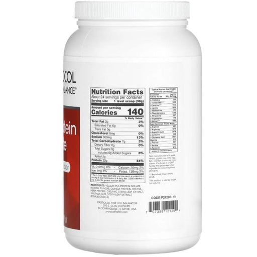 Protocol for Life Balance Plant Protein Complete Nutrition Panel, Vanilla, 2lb - SupplementSource.ca