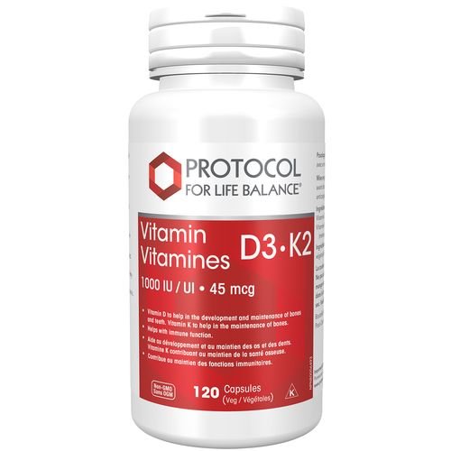 Protocol for Life Balance Vitamin D3/K2, 120 VCaps - SupplementSource.ca