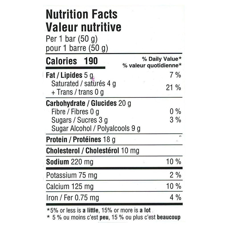 Pure Protein Bars, Box of 12 Bars - Chocolate Salted Caramel - Nutrition Panel