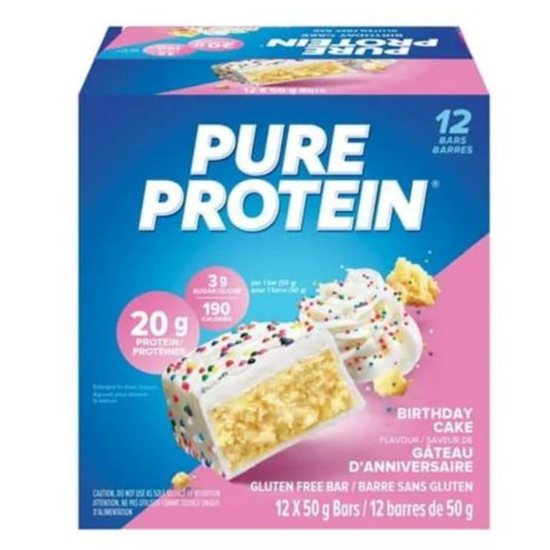 Pure Protein Protein Bars, 12 Pack Birthday Cake - SupplementSource.ca