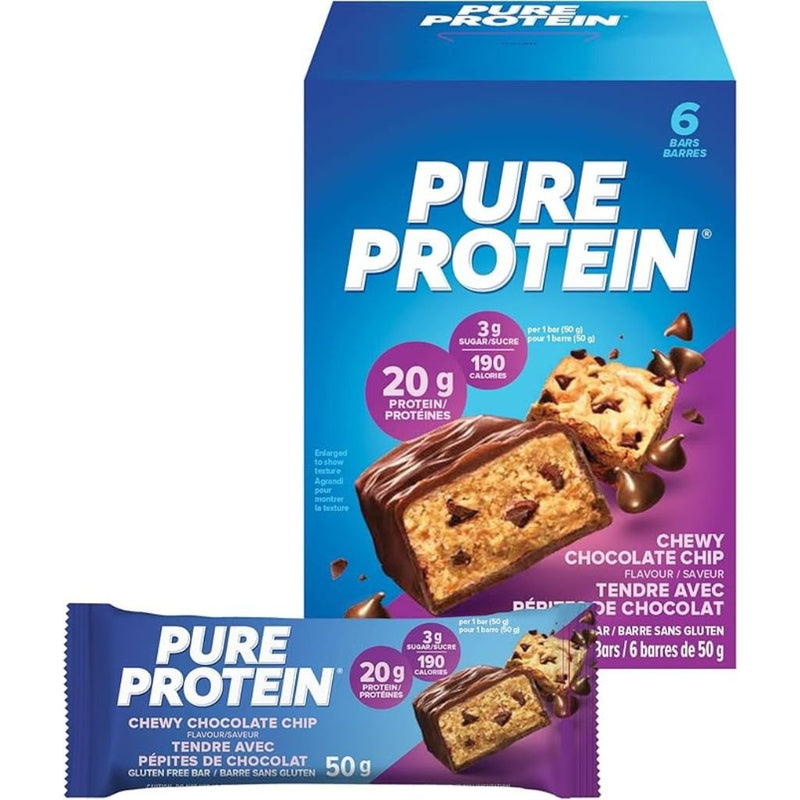 Pure Protein Bars 6 Pack Chewy Chocolate Chip - SupplementSource.ca