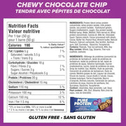 Pure Protein Bars 6 Pack Chewy Chocolate Chip Nutrition Panel - SupplementSource.ca