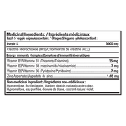 Purple-K Creatine, 150 Capsules Nutrition Panel - SupplementSource.ca