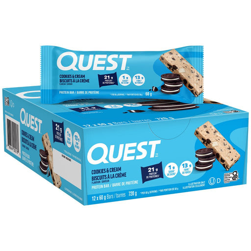 Quest Bars - 1 Box of Cookies & Cream Low Net Carb Bars - SupplementSource.ca
