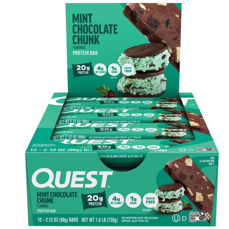 Quest Bars Mint Chocolate Chunk Low Net Carb Bars -  SupplementSource.ca