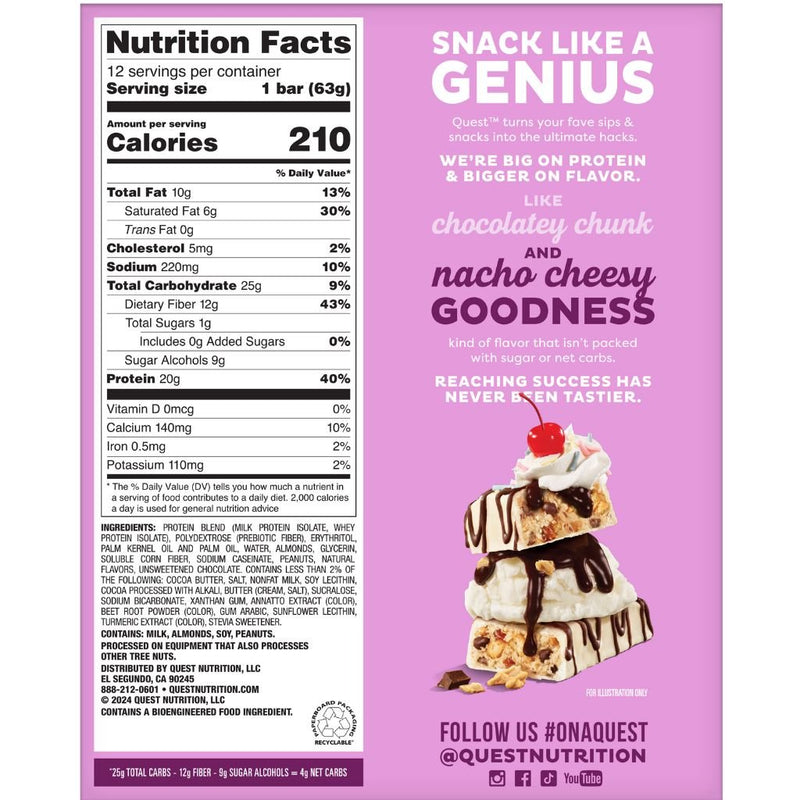 Quest Overload Bars Sundae Funday Nutrition Panel - SupplementSource.ca 