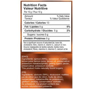 Rabeko Zero Jam Apricot Nutrition Panel, 225g - SupplementSource.ca