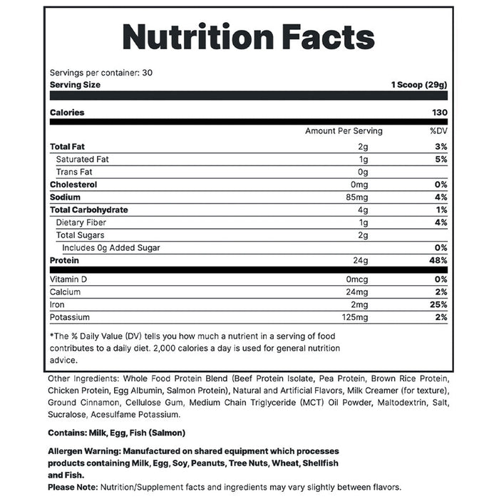 RedCon1 MRE Lite, 30 Servings Nutrition Panel - SupplementSource.ca