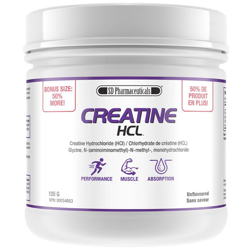 SD Pharmaceuticals Creatine HCL Powder 135g Unflavoured - SupplementSource.ca