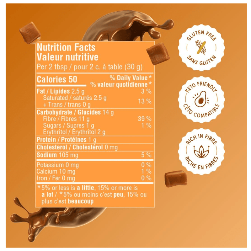 Sana No Sugar Added  Spreads, 200 g Creamy Caramel Nutrition Panel - SupplementSource.ca