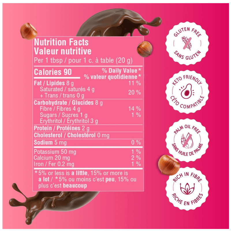 Sana No Sugar Added  Spreads, 200 g Hazelnut with Milk and Cocoa Nutrition Panel - SupplementSource.ca