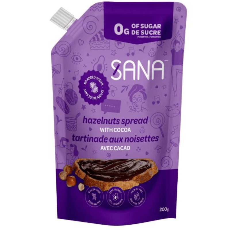 Sana No Sugar Added  Spreads, 200 g Hazelnut with Cocoa - SupplementSource.ca