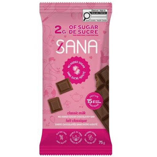 Sana Classic Milk No Sugar Added Bar, 75g - SupplementSource.ca