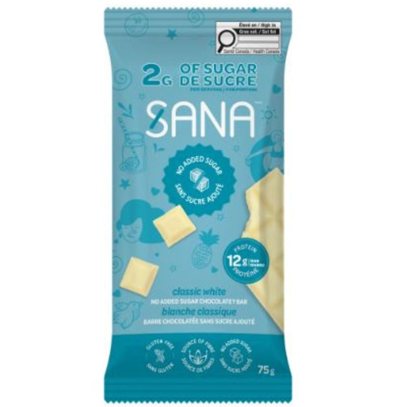 Sana Classic White No Sugar Added Bar, 75g - SupplementSource.ca