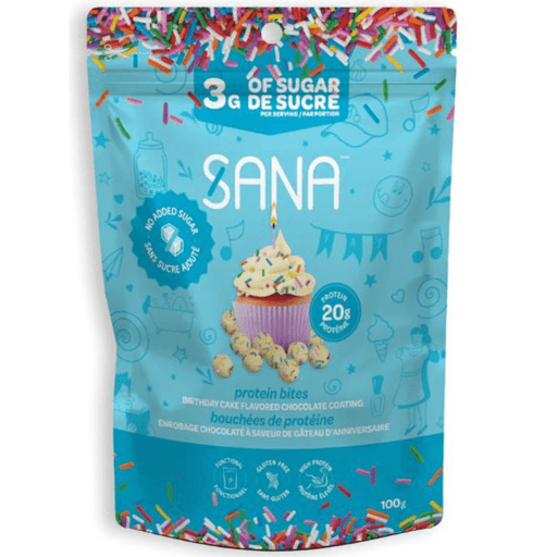 Sana No Sugar Added Protein Bites, 100 g Birthday Cake - SupplementSource.ca