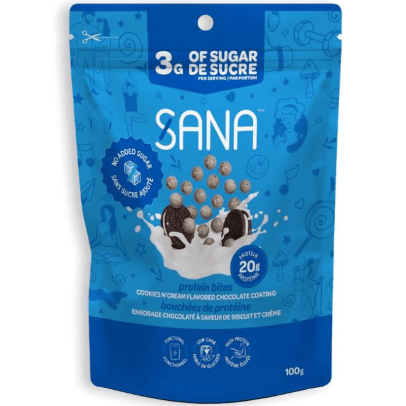 Sana No Sugar Added Protein Bites, 100 g Cookies N' Cream - SupplementSource.ca 