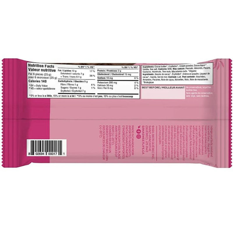 Sana Classic Milk No Sugar Added Bar Nutrition Panel, 75g - SupplementSource.ca