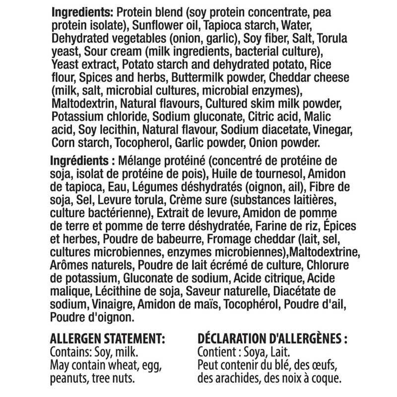 Sinfit Protein Chips, 7 Bags/Box Sour Cream & Onion Ingredients - SupplementSource.ca
