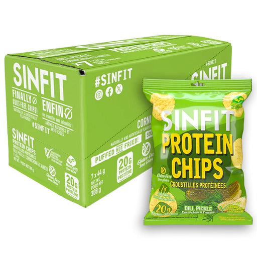 Sinfit Protein Chips, 7 Bags/Box Dill Pickle - SupplementSource.ca
