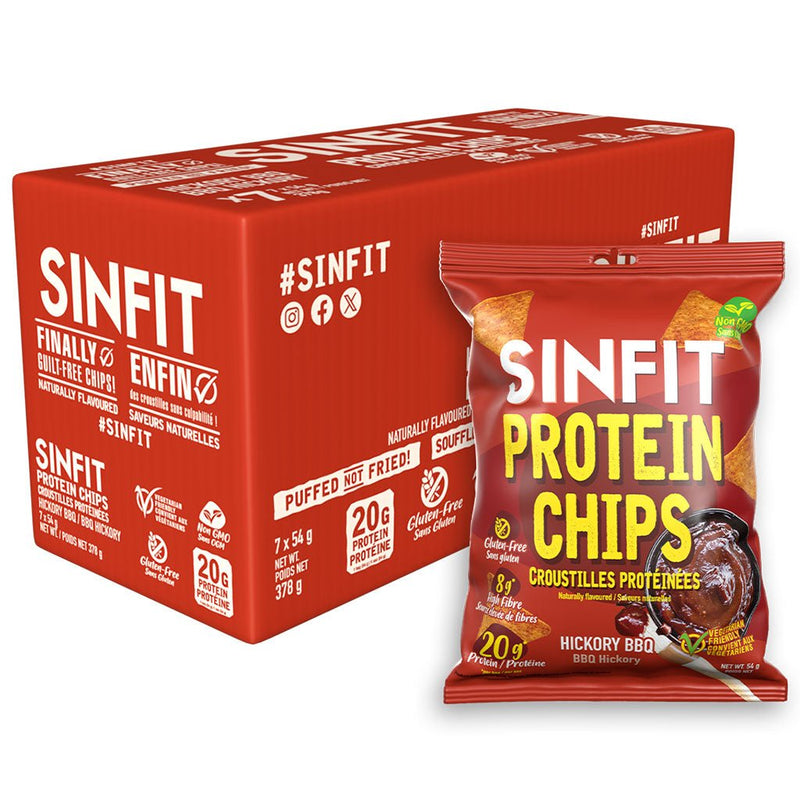 Sinfit Protein Chips, 7 Bags/Box Hickory BBQ - SupplementSource.ca