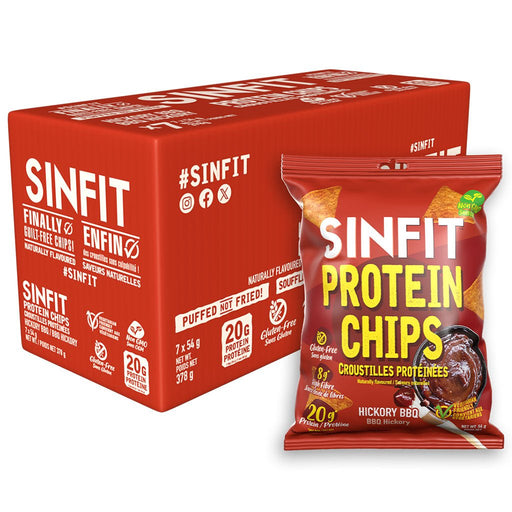 Sinfit Protein Chips, 7 Bags/Box Hickory BBQ - SupplementSource.ca