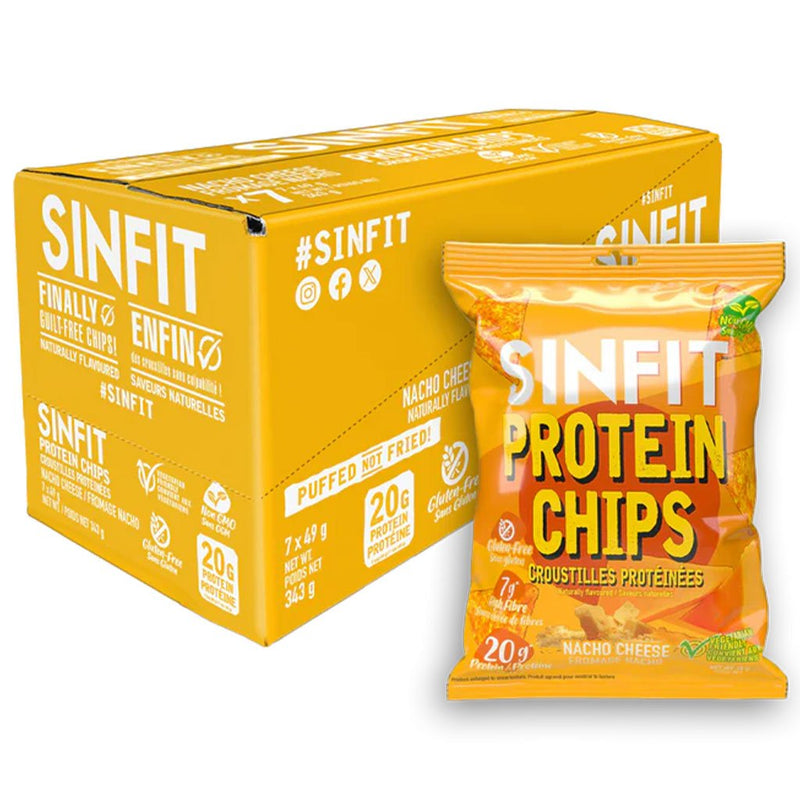 Sinfit Protein Chips, 7 Bags/Box Nacho Cheese - SupplementSource.ca