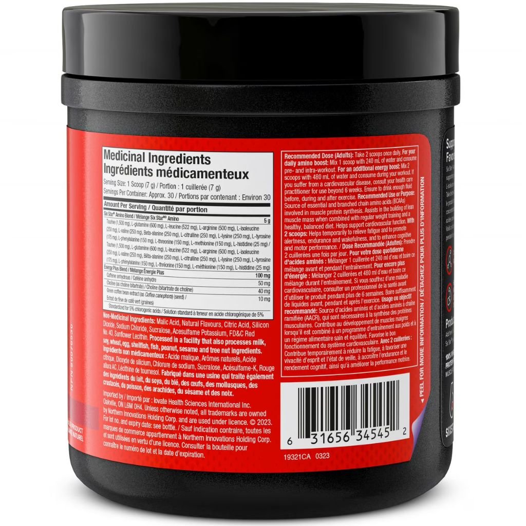 Six Star AMINOS + ENERGY, 30 Servings — SupplementSource.ca