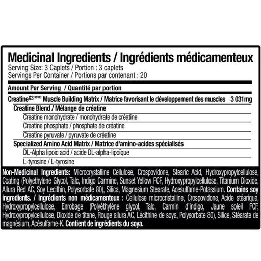 Six Star X3 Creatine Nutrition Panel, 60 Caps - SupplementSource.ca