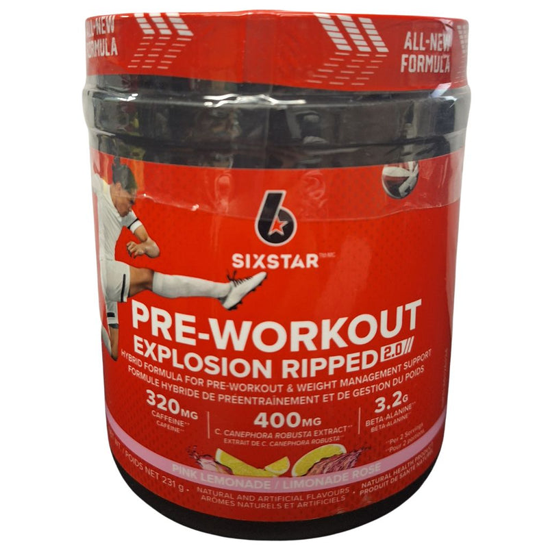 Six Star Pre-Workout Explosion Ripped 2.0, 30 Servings Pink Lemonade - SupplementSource.ca