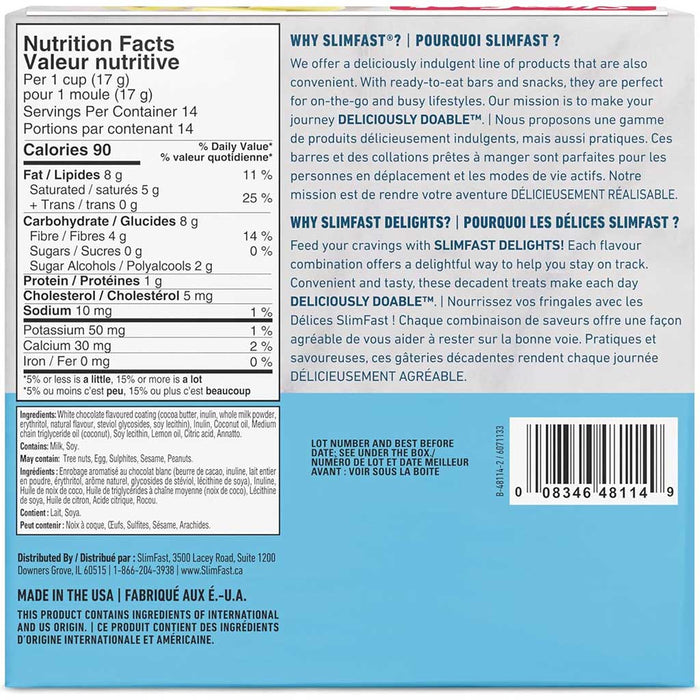 Slimfast Delights 14 Treats/Box Iced Lemon  Drop Nutrition Panel - SupplementSource.ca