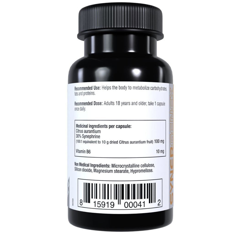 Synergenex Synephrine Nutrition Panel and Recommended Dose, 30 Caps - SupplementSource.ca