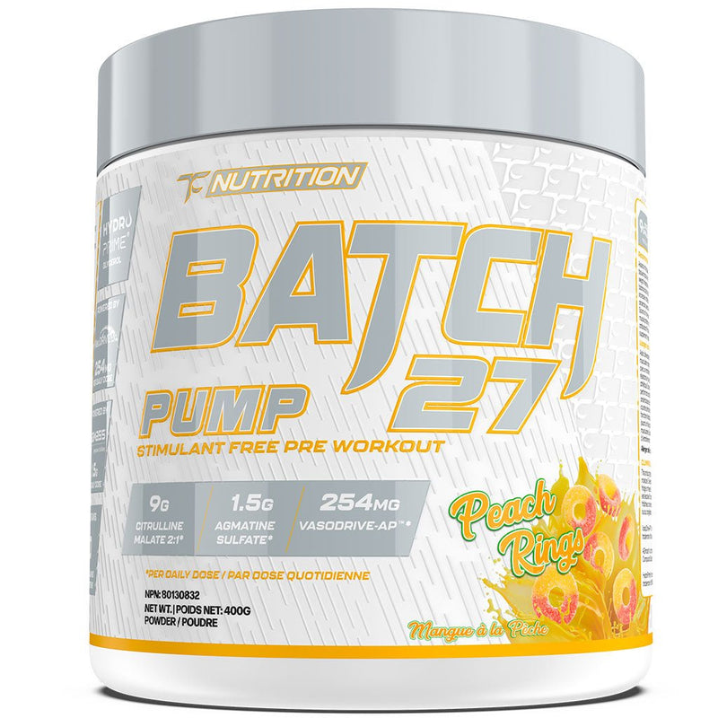 TC Nutrition Batch 27 Pump (Stim Free), 40 Servings Peach Rings - SupplementSource.ca