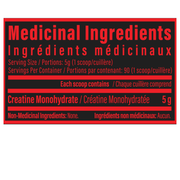 TC Nutrition Unflavoured Creatine Monohydrate Nutrition Panel, 90 Servings - SupplementSource.ca