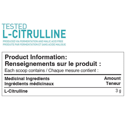Tested Nutrition Pure Citrulline, 360g Nutrition Panel - SupplementSource.ca