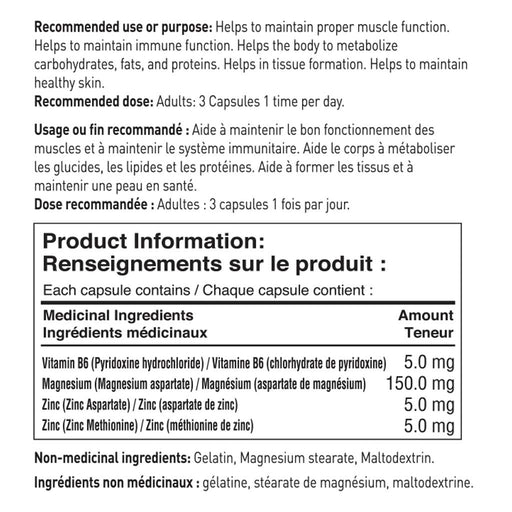 Tested Nutrition ZN-MG-B6 Nutritional Panel - SupplementSource.ca