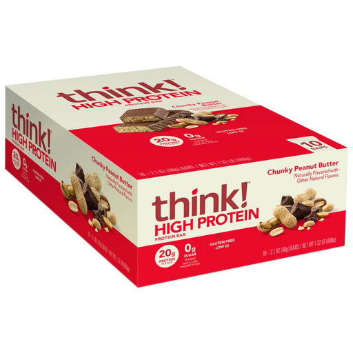 Think! High Protein Bars, 10 Bars/Box Chunky Peanut Butter - SupplementSource.ca