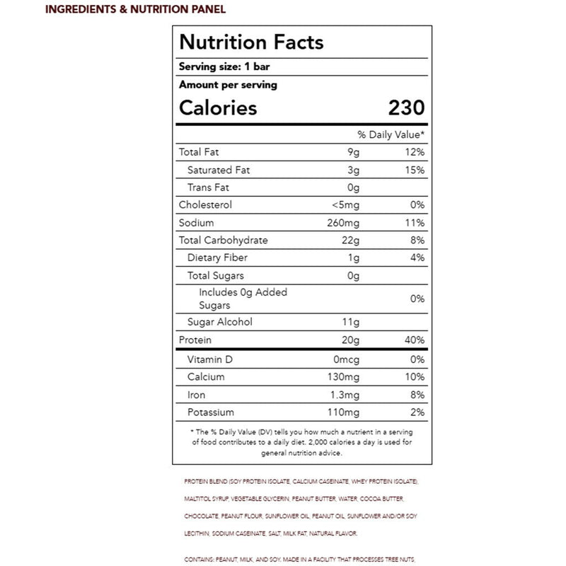 Think! High Protein Bars, 10 Bars/Box Creamy Peanut Butter Nutrition Panel - SupplementSource.ca
