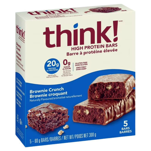 Think! High Protein Bars, 60g x 5 Bars Brownie Crunch - SupplementSource.ca