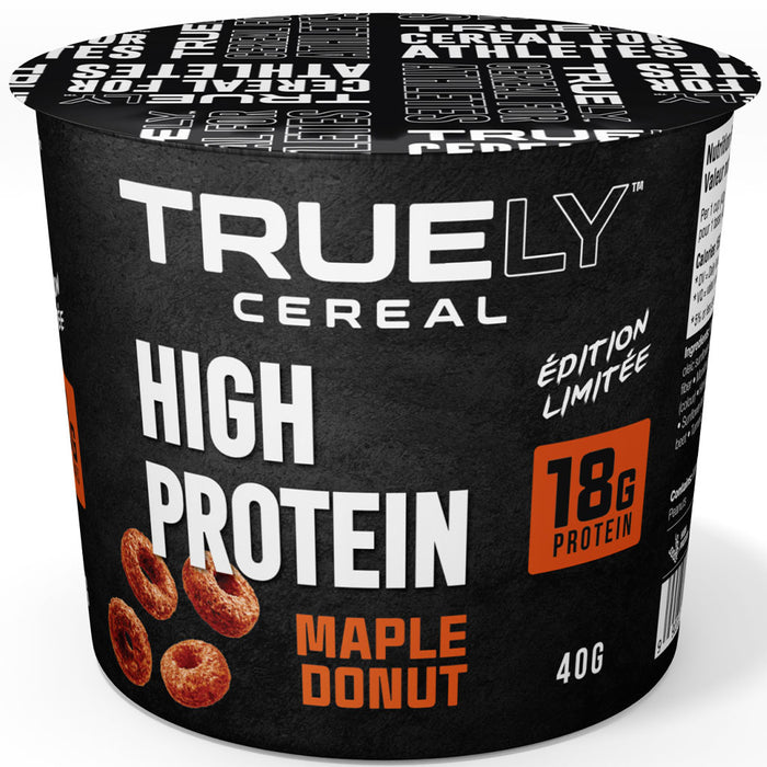 Truely Cereal Single Serv Cup, 40g Maple Donut - SupplementSource.ca