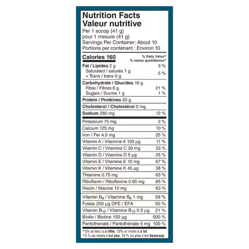 Vega All-in-one Plant-based Protein, 414g French Vanilla Nutrition Facts - SupplementSource.ca