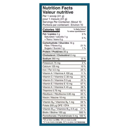 Vega All-in-one Plant-based Protein, 414g French Vanilla Nutrition Facts - SupplementSource.ca