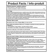 Vega Creatine Monohydrate, 100 Servings Unflavoured Nutrition Panel - SupplementSource.ca