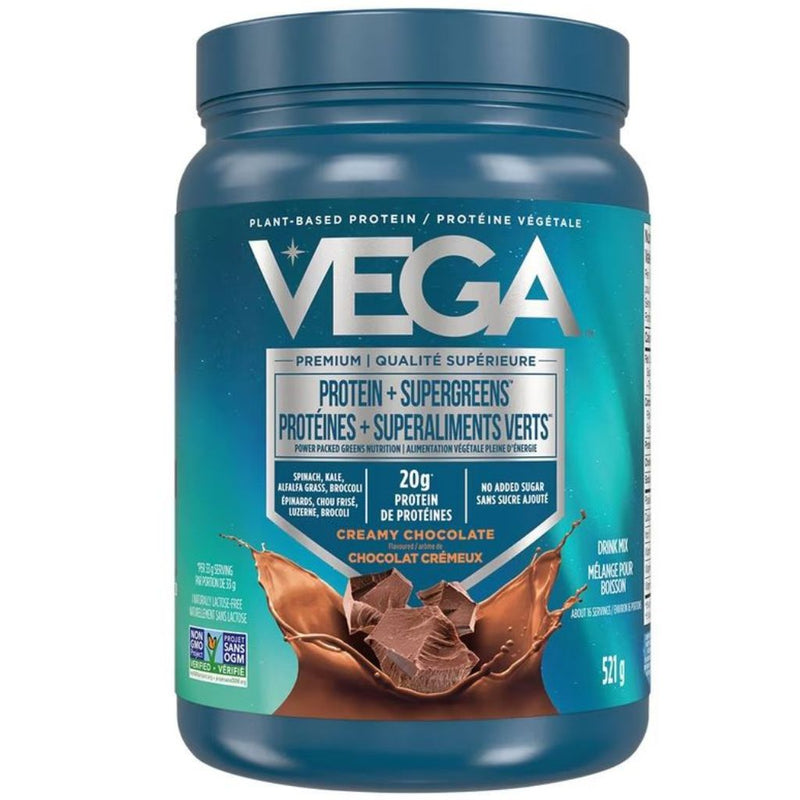 Vega Protein+ Supergreens Plant Based Protein, Creamy Chocolate, 16 Servings - SupplementSource.ca