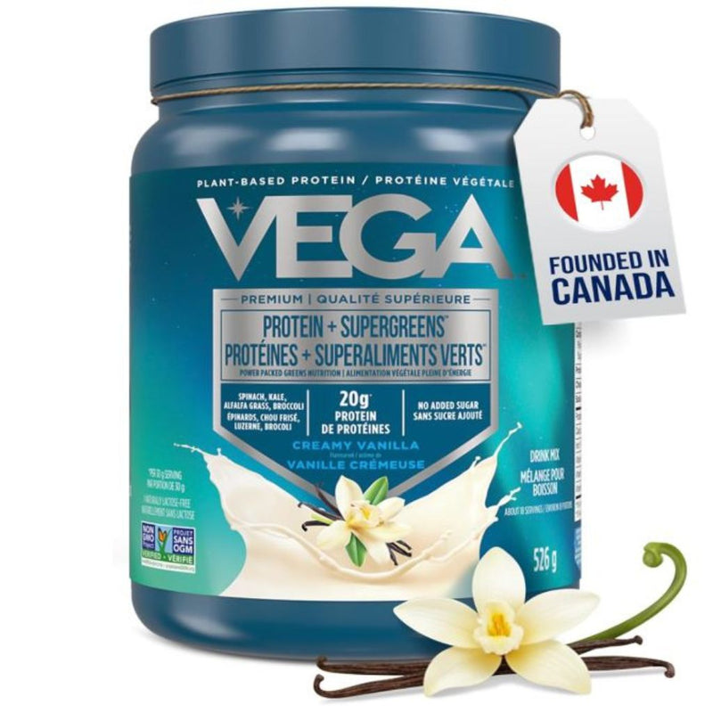 Vega Protein+ Supergreens Plant Based Protein, Creamy Vanilla, 18 Servings - SupplementSource.ca