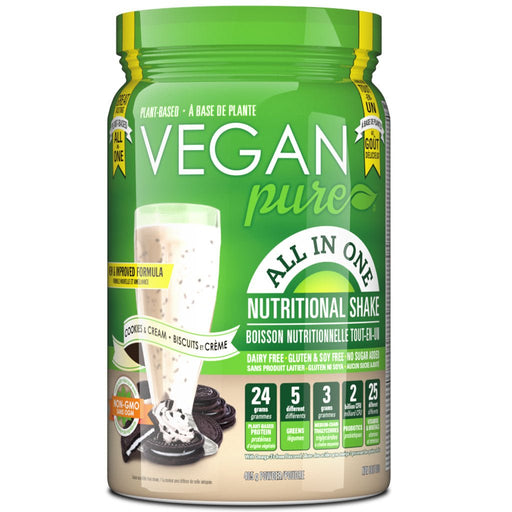 Vegan Pure All-in-One Nutritional Shake, 405g Cookies & Cream - SupplementSource.ca