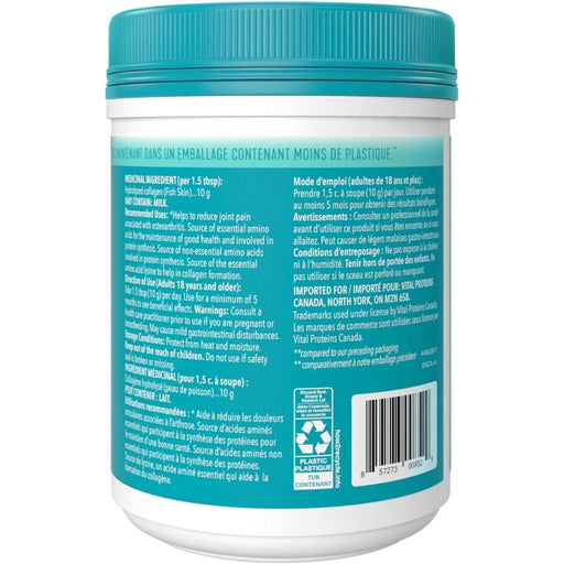 Vital Proteins Marine Collagen, 221g Unflavoured Nutrition 
Panel - SupplementSource.ca