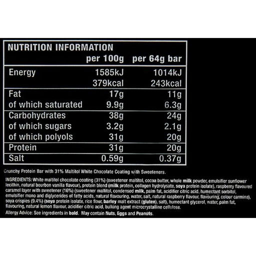 Warrior Crunch Bar Box Nutritional Panel - SupplementSource.ca