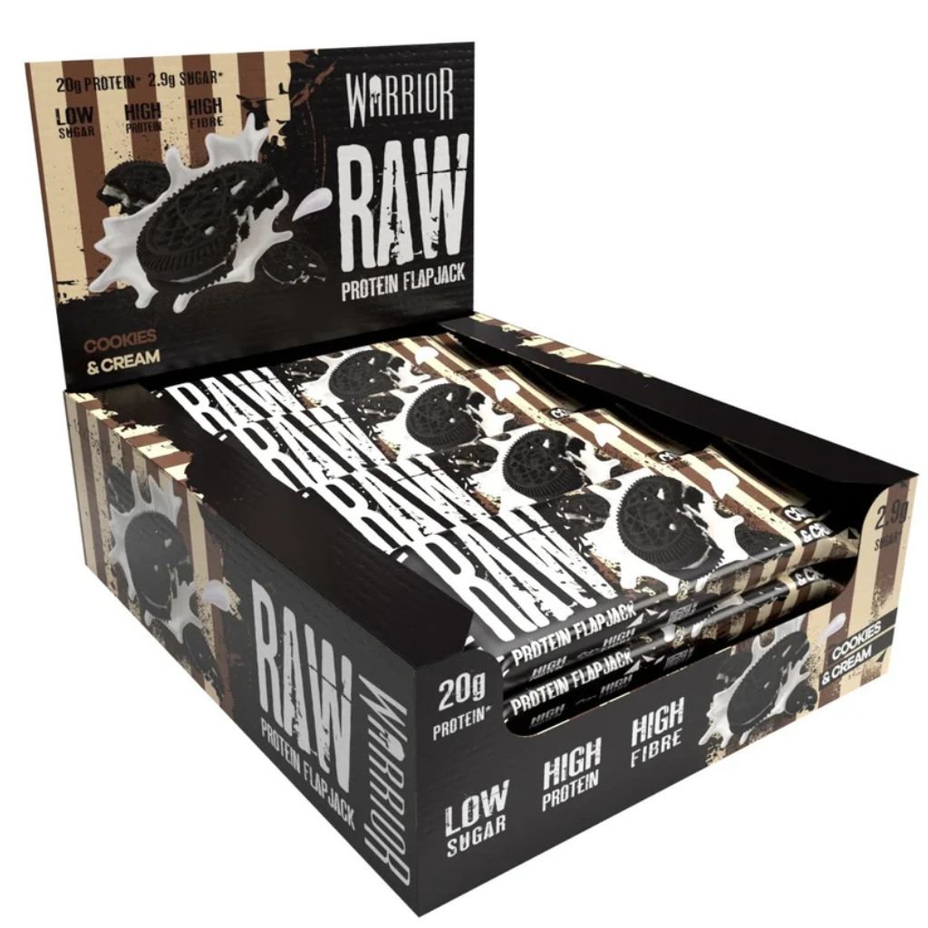 Warrior RAW Protein Flapjack Bar, 12 Bars/Box Cookies & Cream - SupplementSource.ca