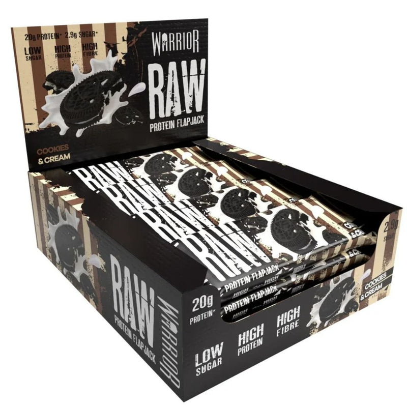 Warrior RAW Protein Flapjack Bar, 12 Bars/Box Cookies & Cream - SupplementSource.ca